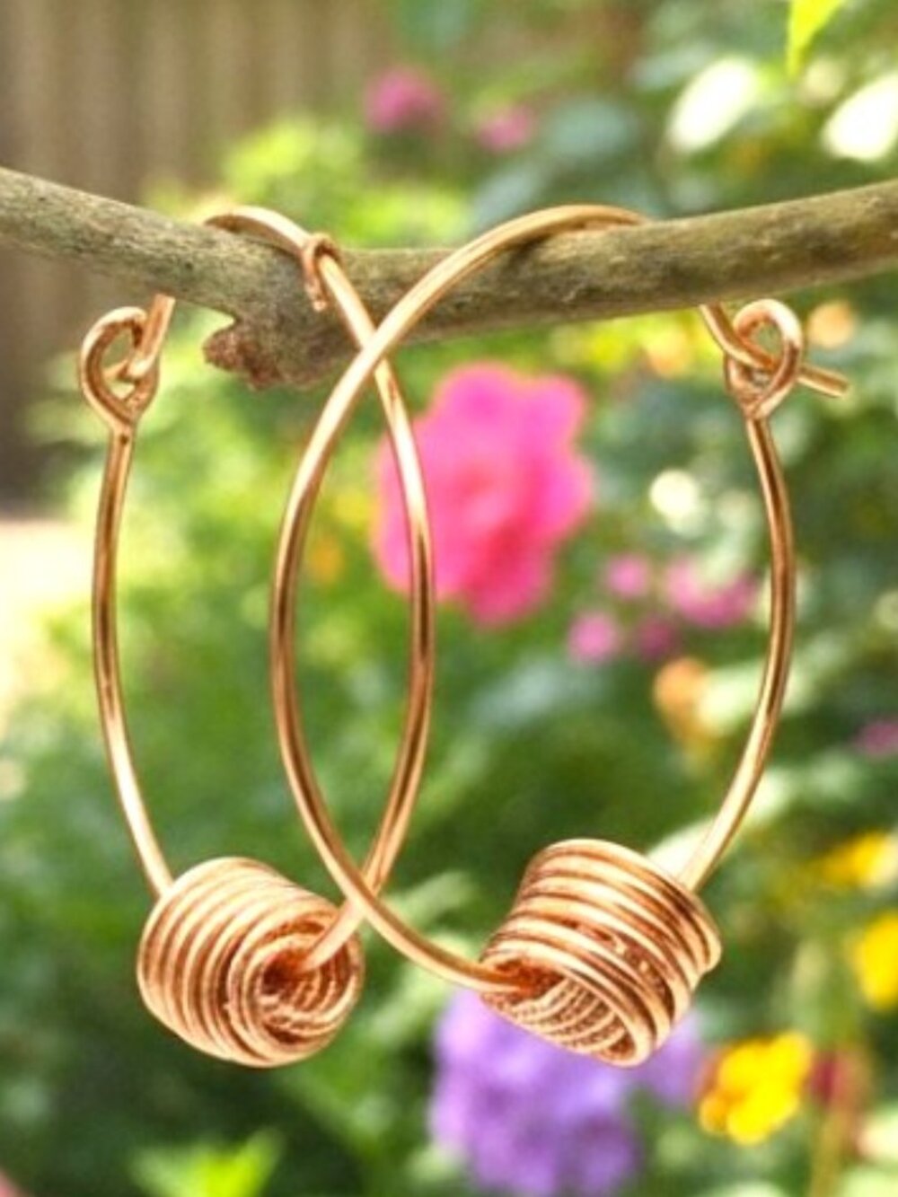 Handmade 14K Rose Gold Filled Knot Hoop Earrings, Classic Minimalist Hoops